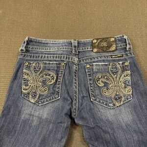 Miss Me size 29x34 JP5145B2 Boot Cut Jeans Fleur-de-lis‎ Bejeweled Mardi Gras